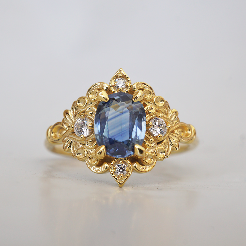 Serenade of the Sky Sapphire Diamond Ring in 14K and 18K Gold