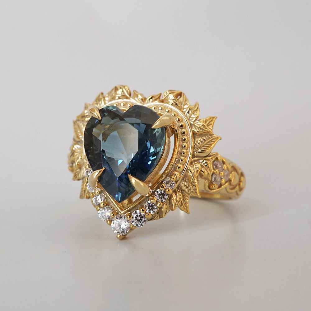 One Of A Kind: Heart of the Ocean Blue Sapphire Diamond Ring in 14K and 18K Gold, 2.65ct