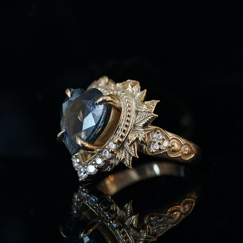 One Of A Kind: Heart of the Ocean Blue Sapphire Diamond Ring in 14K and 18K Gold, 2.65ct