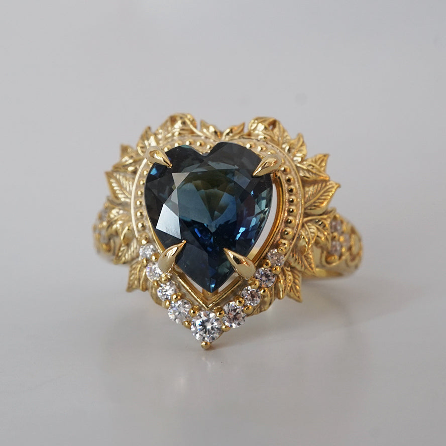 One Of A Kind: Heart of the Ocean Blue Sapphire Diamond Ring in 14K and 18K Gold, 2.65ct