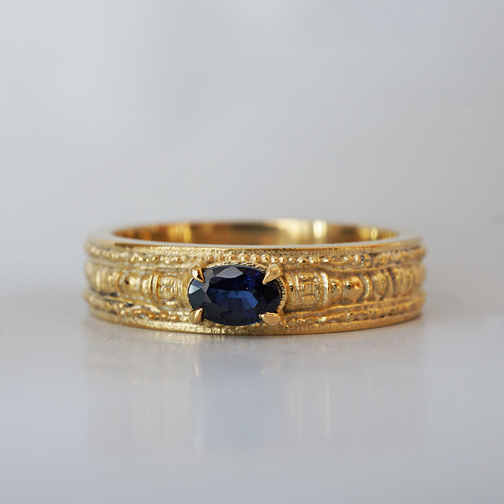 Pharaohs Oval Sapphire Ring in Sterling Silver, 14K and 18K Gold, 5mm