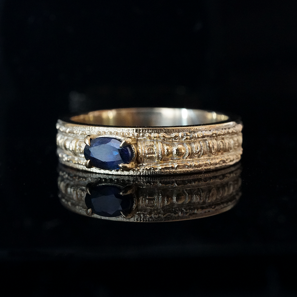 Pharaohs Oval Sapphire Ring in Sterling Silver, 14K and 18K Gold, 5mm