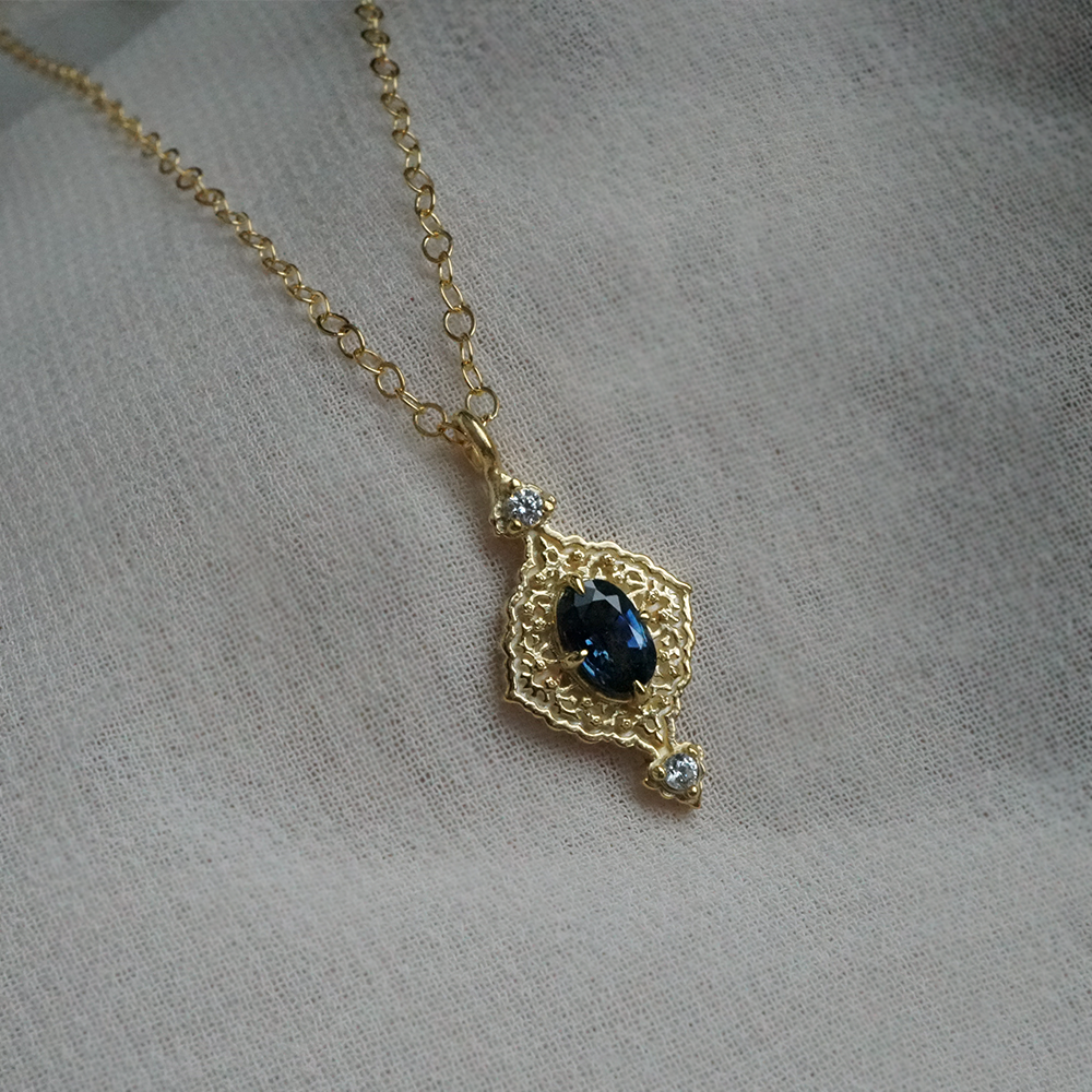 Cairo Blossom Blue Sapphire Necklace