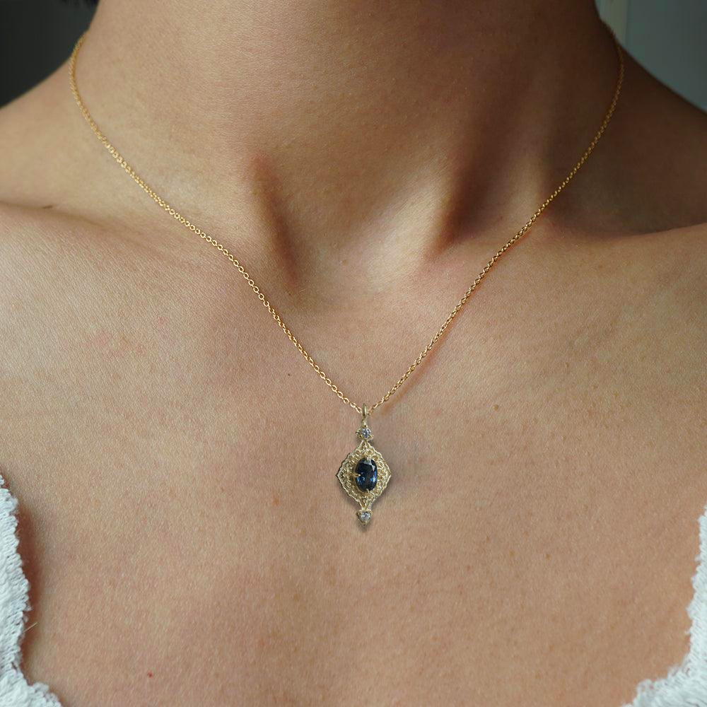 Cairo Blossom Blue Sapphire Necklace