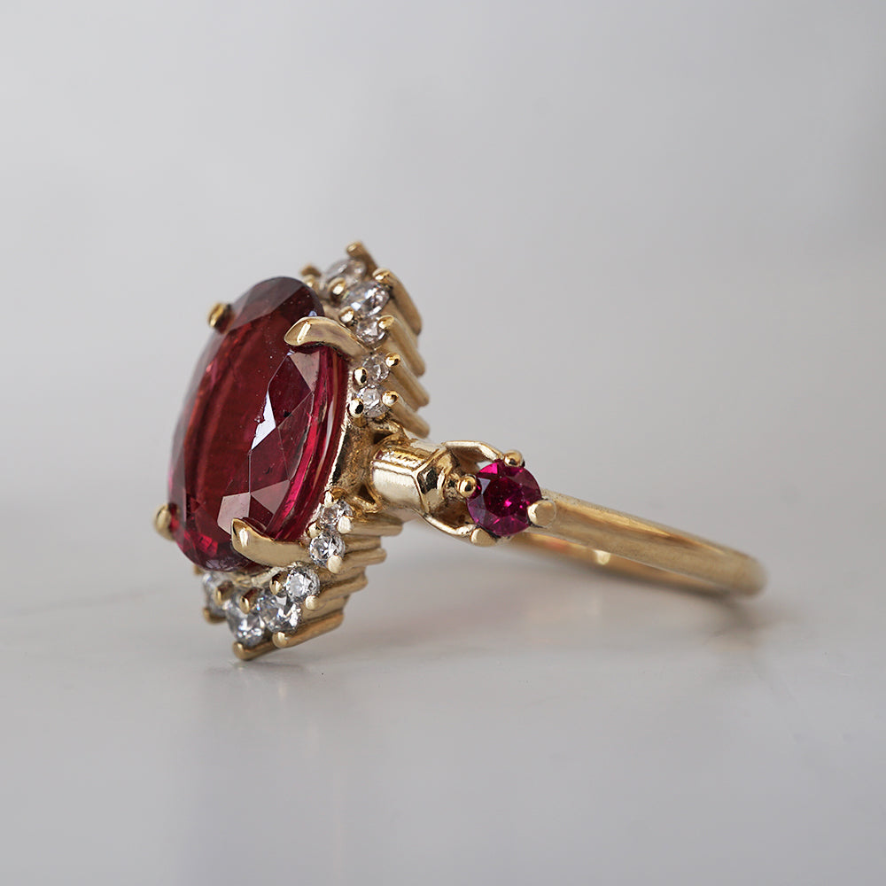 One Of A Kind: Pink Tourmaline and Ruby Scarab Diamond Ring in 14K and 18K Gold