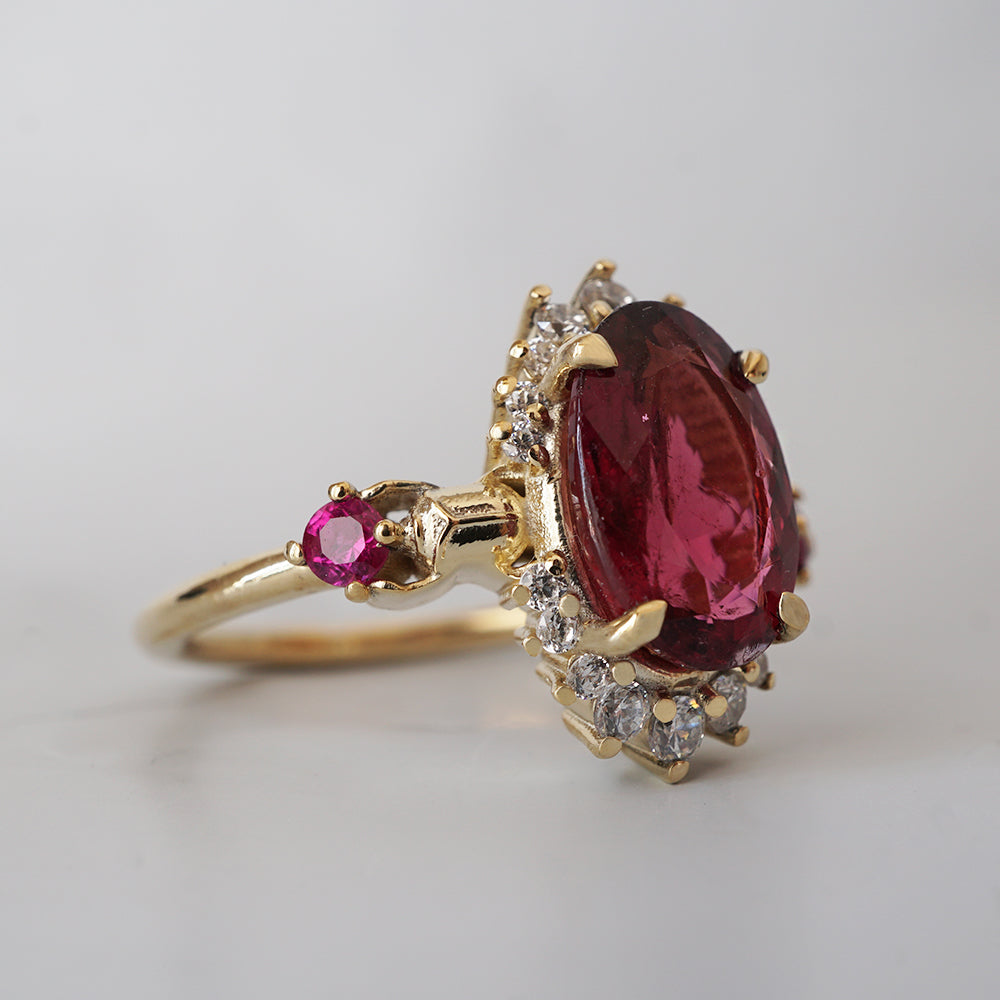 One Of A Kind: Pink Tourmaline and Ruby Scarab Diamond Ring in 14K and 18K Gold