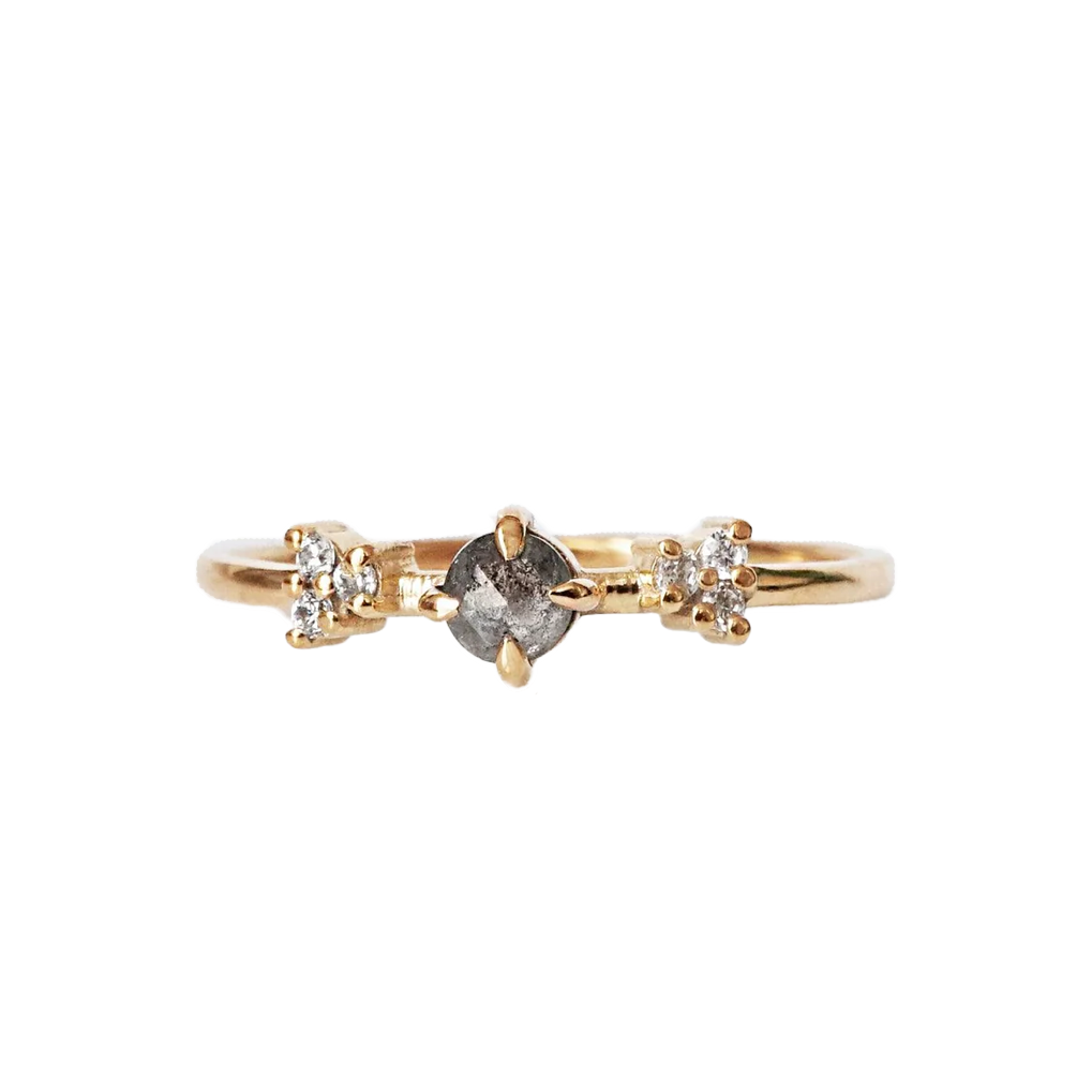 14K Shooting Star Salt & Pepper Diamond Ring