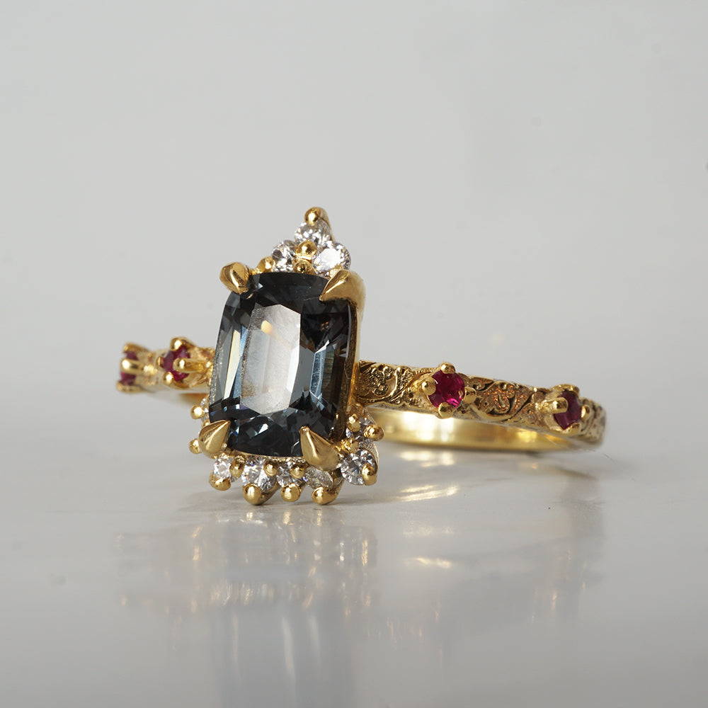 Mystique of the Nile Metallic Spinel & Ruby Ring in 14K and 18K Gold