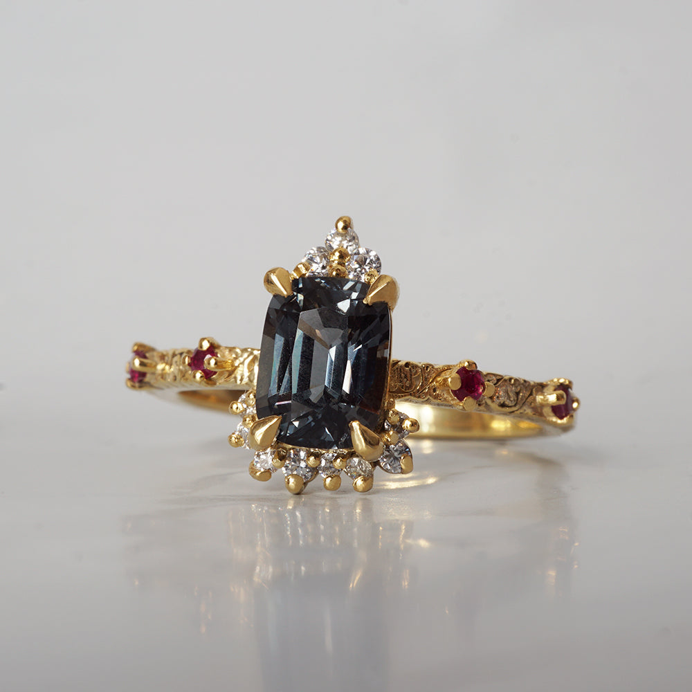 Mystique of the Nile Metallic Spinel & Ruby Ring in 14K and 18K Gold