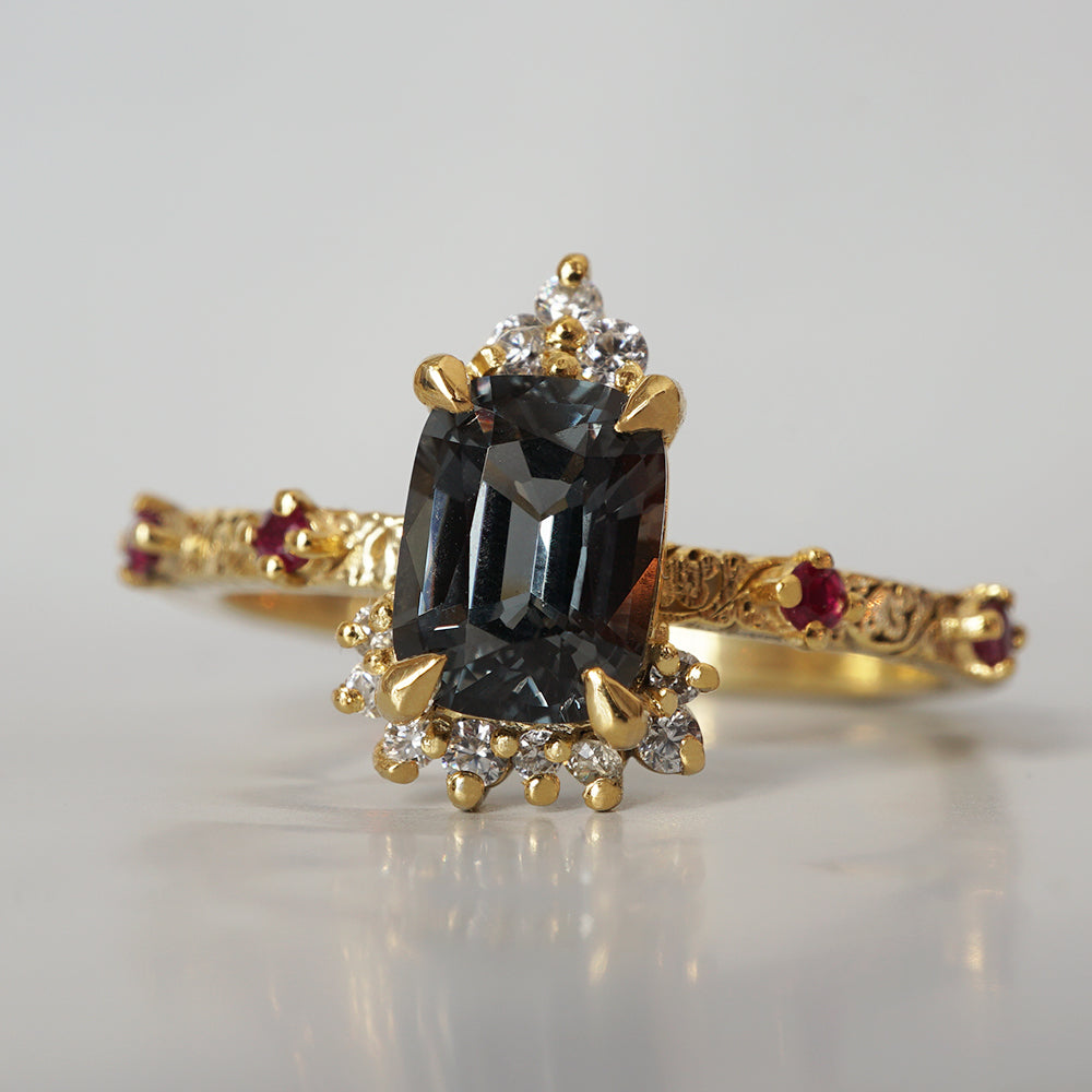 Mystique of the Nile Metallic Spinel & Ruby Ring in 14K and 18K Gold