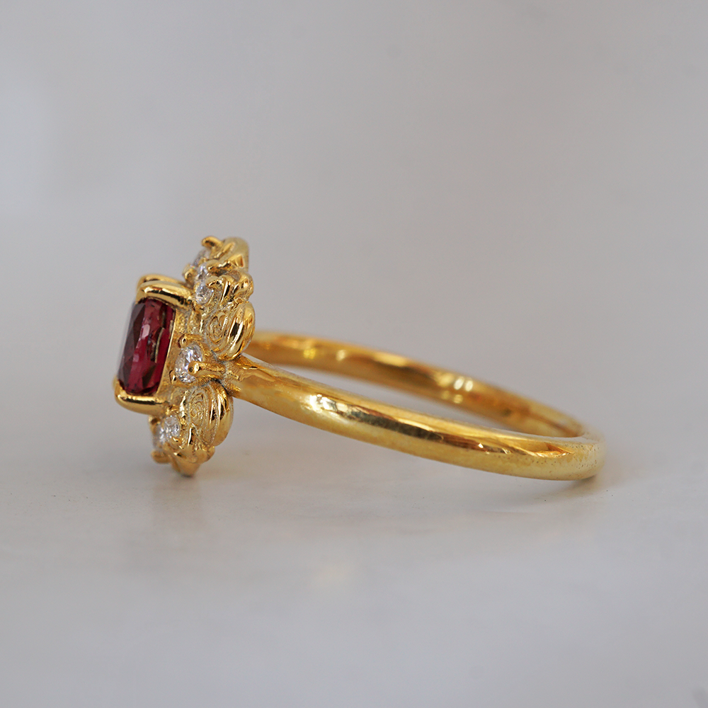 Red Spinel Rosaire Ring in 14K and 18K Gold