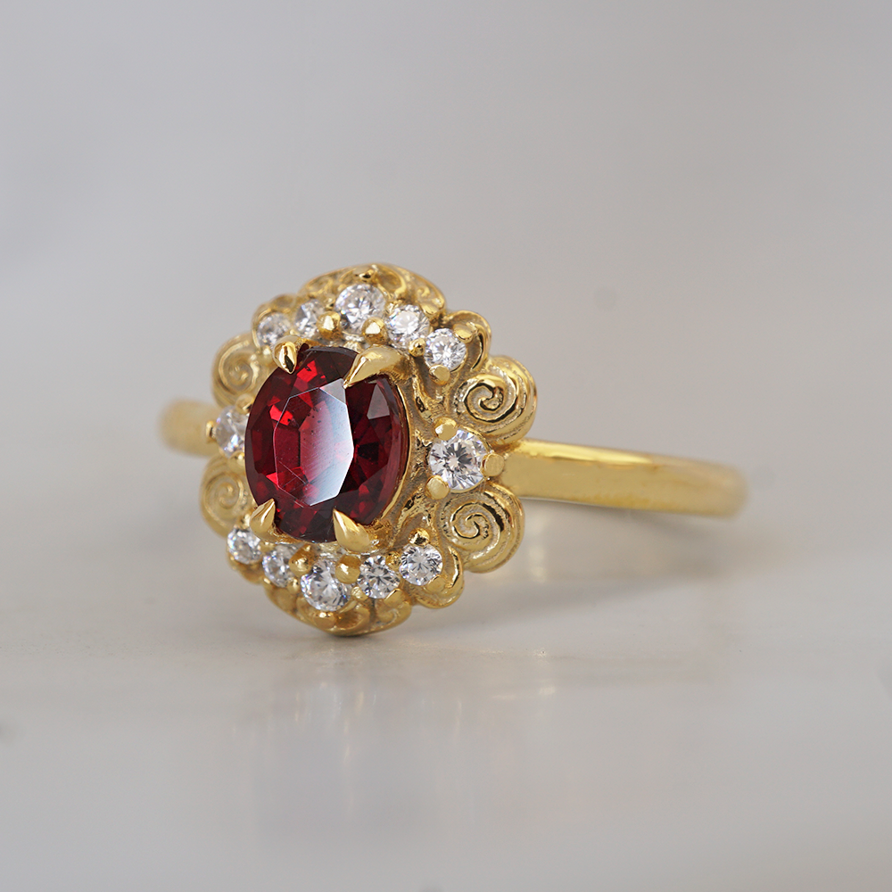 Red Spinel Rosaire Ring in 14K and 18K Gold