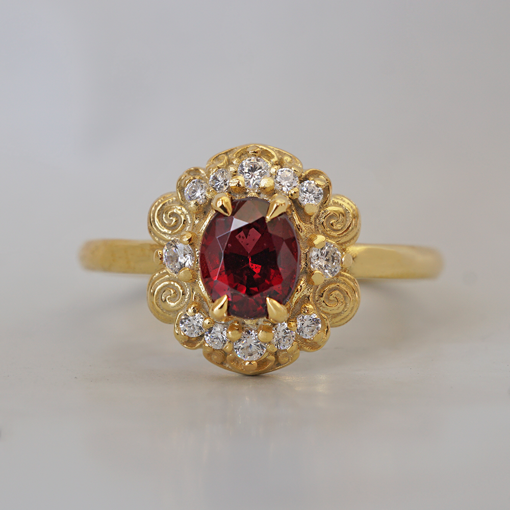 Red Spinel Rosaire Ring in 14K and 18K Gold