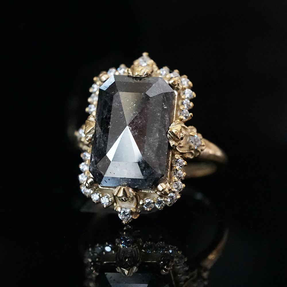 One Of A Kind: Imperium Noctis Salt & Pepper Diamond Ring in 14K and 18K Gold, 4.15ct