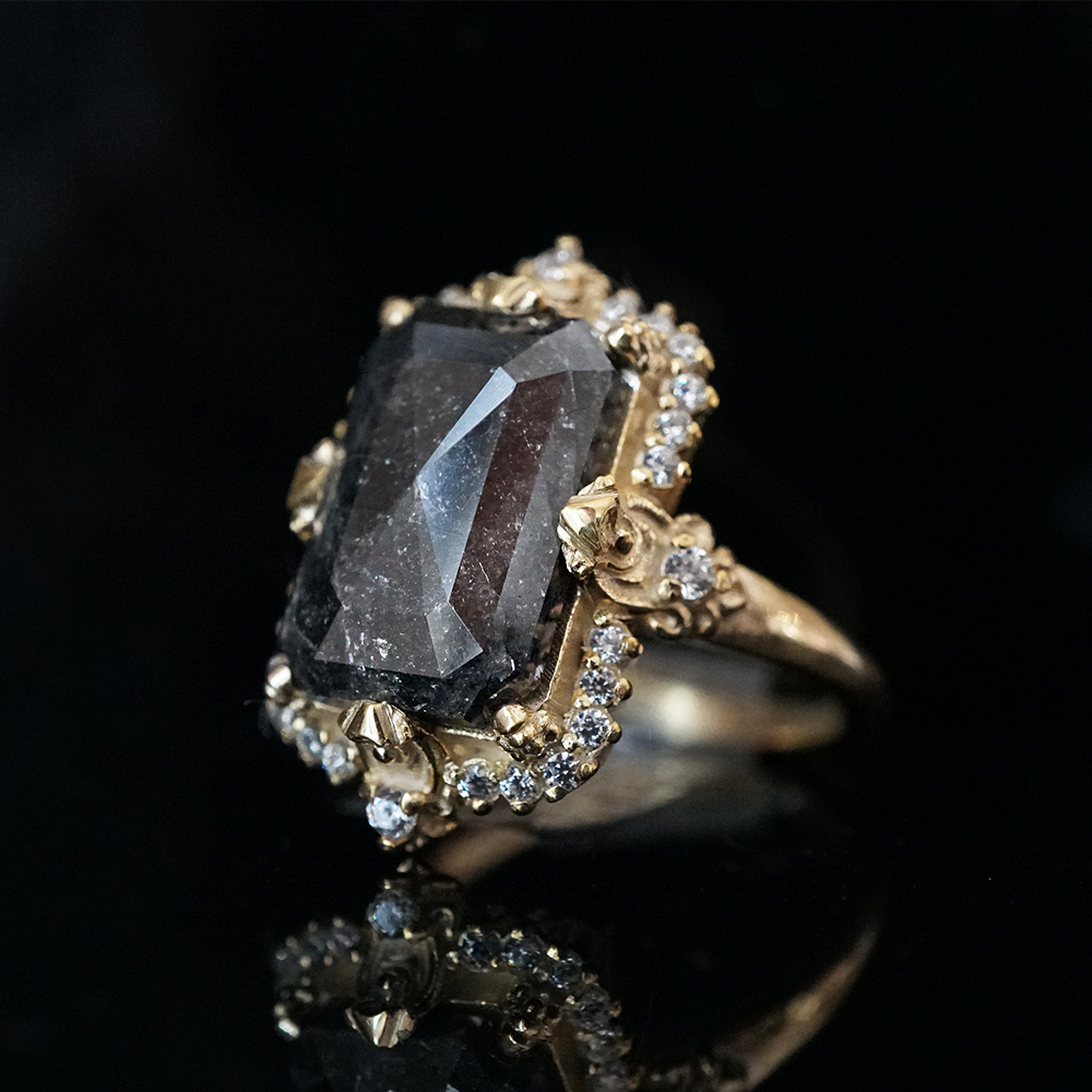 One Of A Kind: Imperium Noctis Salt & Pepper Diamond Ring in 14K and 18K Gold, 4.15ct