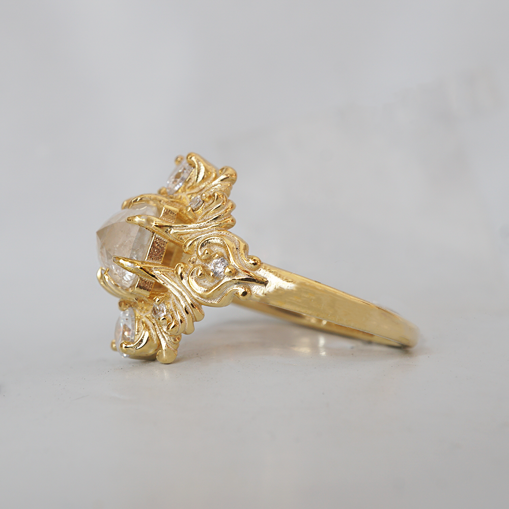 One Of A Kind: Salt & Pepper Diamond Aurora Crown Ring in 14K and 18K Gold