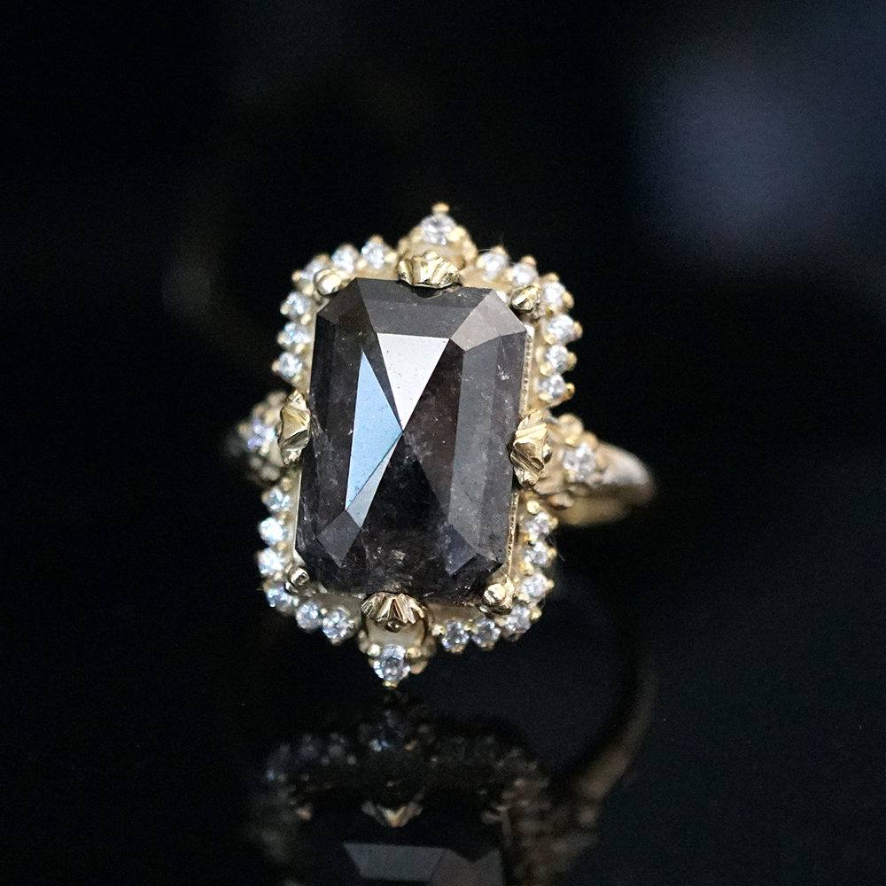 One Of A Kind: Imperium Noctis Salt & Pepper Diamond Ring in 14K and 18K Gold, 4.15ct