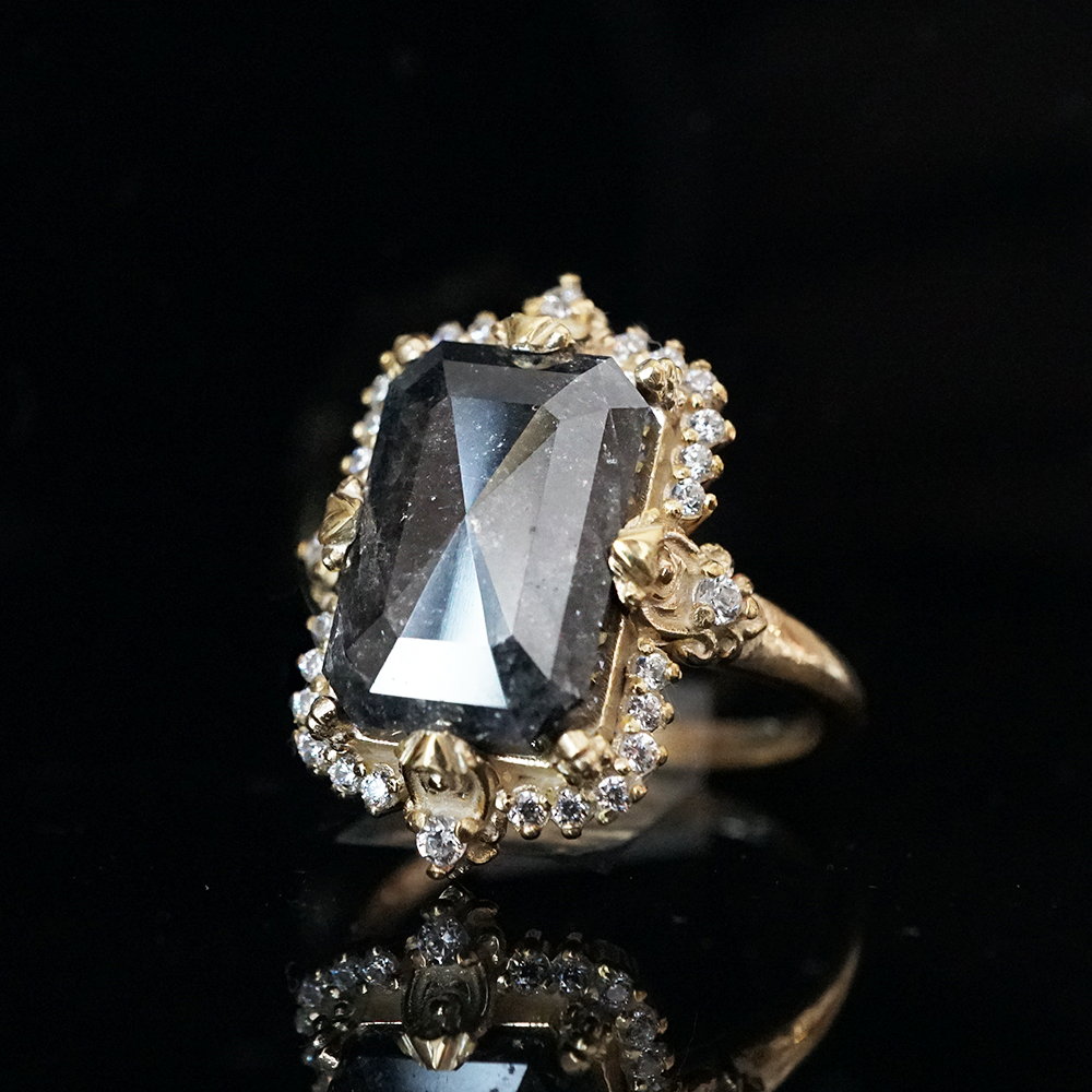 One Of A Kind: Imperium Noctis Salt & Pepper Diamond Ring in 14K and 18K Gold, 4.15ct