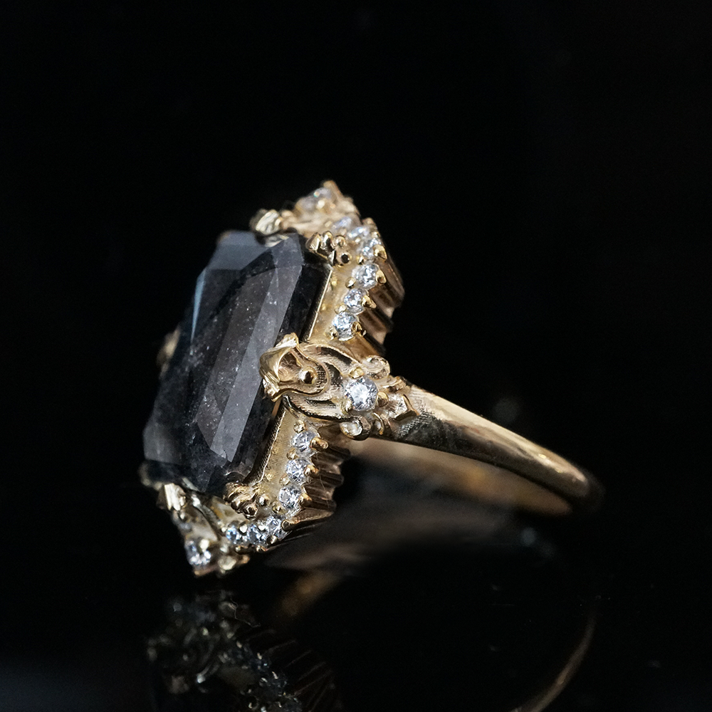 One Of A Kind: Imperium Noctis Salt & Pepper Diamond Ring in 14K and 18K Gold, 4.15ct