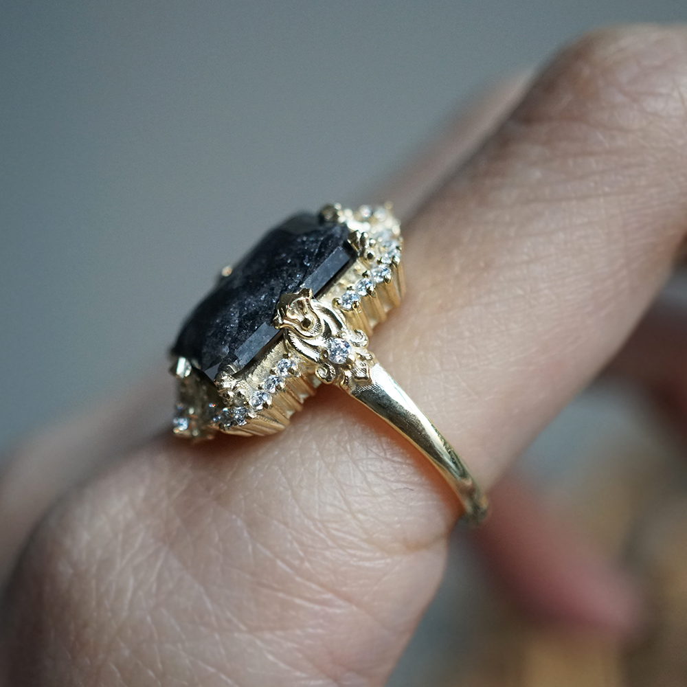 One Of A Kind: Imperium Noctis Salt & Pepper Diamond Ring in 14K and 18K Gold, 4.15ct