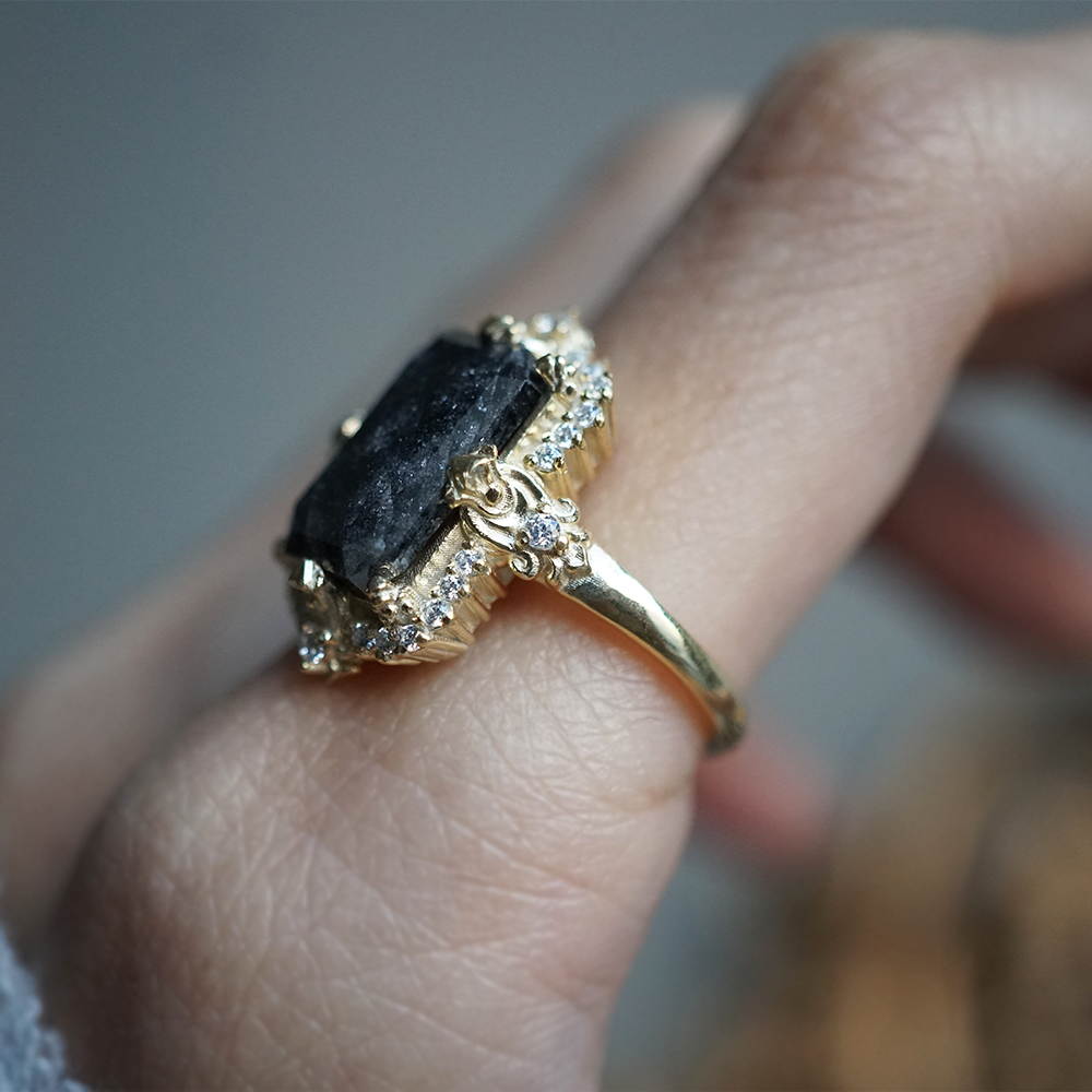 One Of A Kind: Imperium Noctis Salt & Pepper Diamond Ring in 14K and 18K Gold, 4.15ct