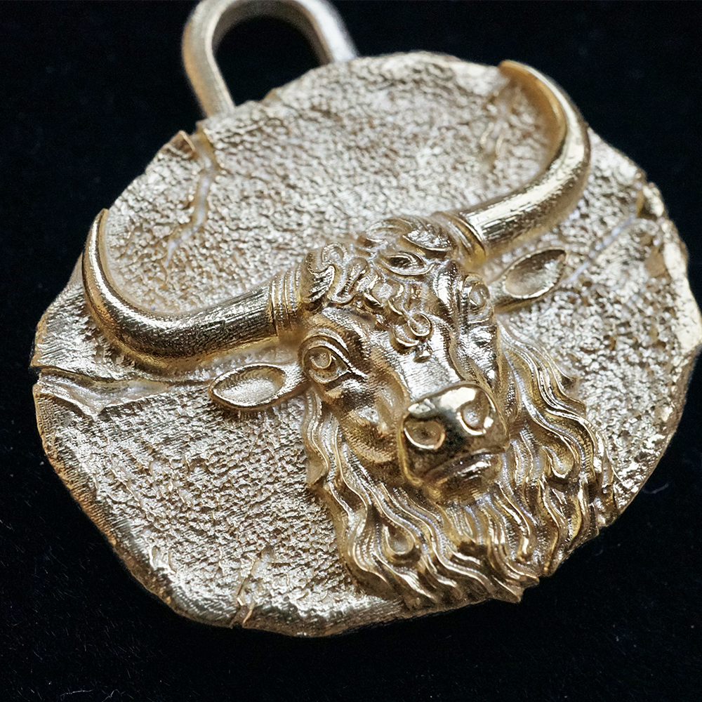 Taurus Zodiac Pendant in Sterling Silver and 14K Gold