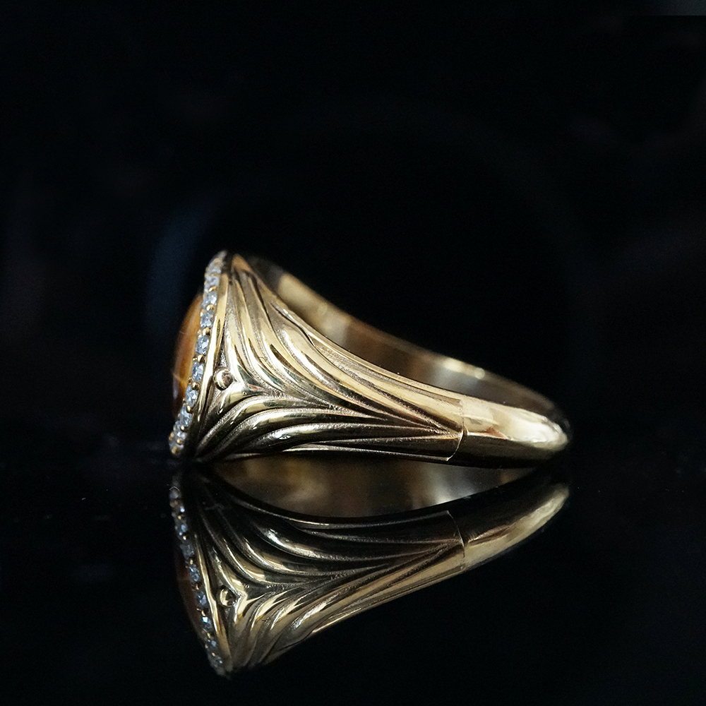 Tiger Eye Aurelian Diamond Ring in Sterling Silver and 14K Gold