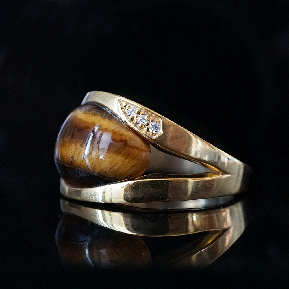 Tiger Eye Helios Ring in Sterling Silver and 14K Gold