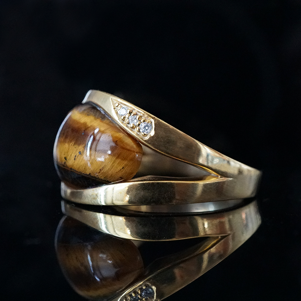 Tiger Eye Helios Ring in Sterling Silver and 14K Gold