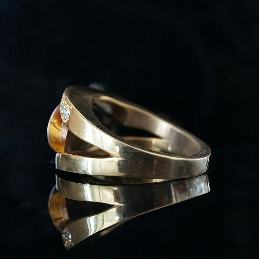 Tiger Eye Helios Ring in Sterling Silver and 14K Gold