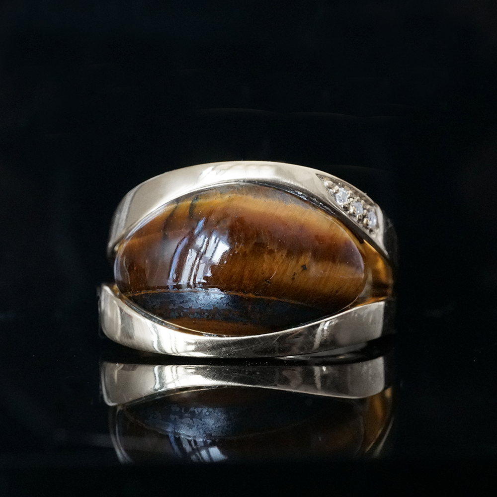 Tiger Eye Helios Ring in Sterling Silver and 14K Gold