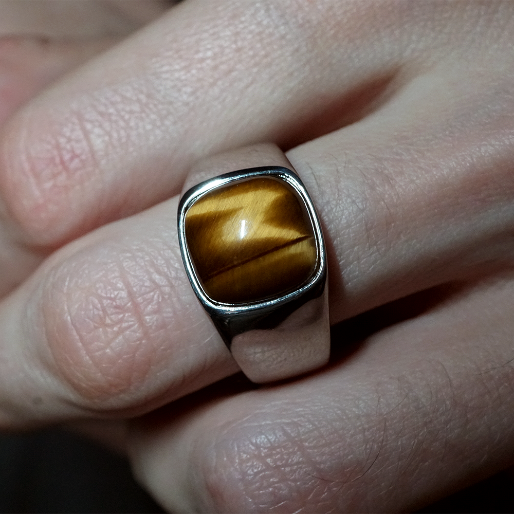 Exotic Signet Ring in Sterling Silver and 14K Gold, (3 stone choice)