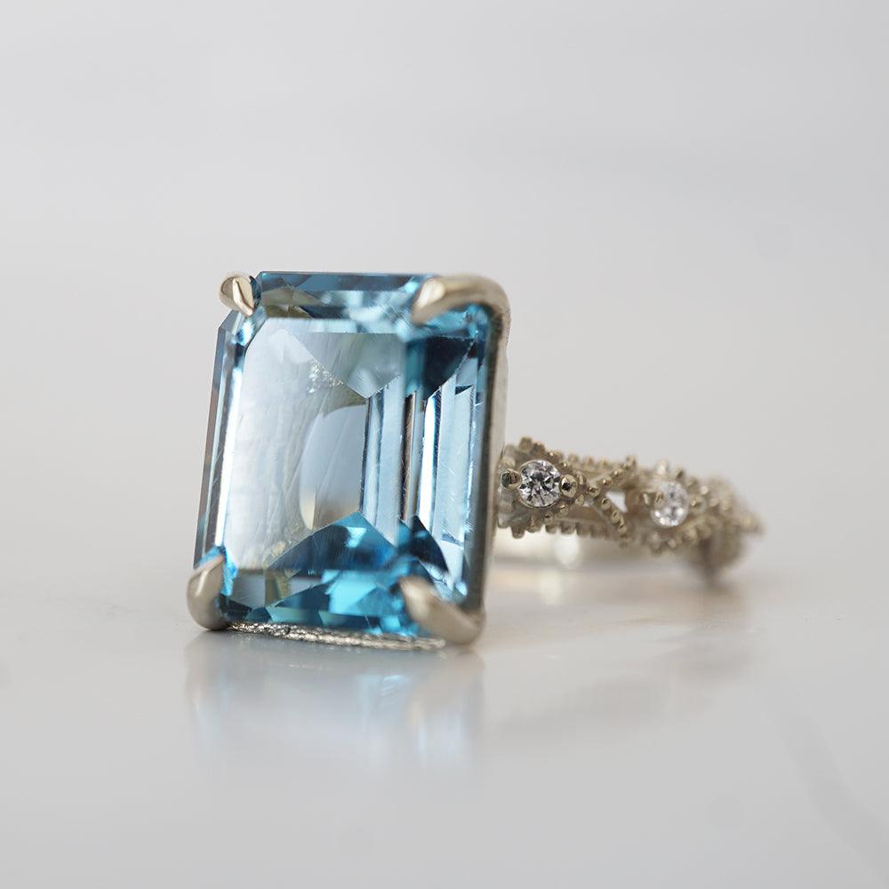 London Blue Topaz Bond Diamond Ring in 14K and 18K Gold - Tippy Taste Jewelry