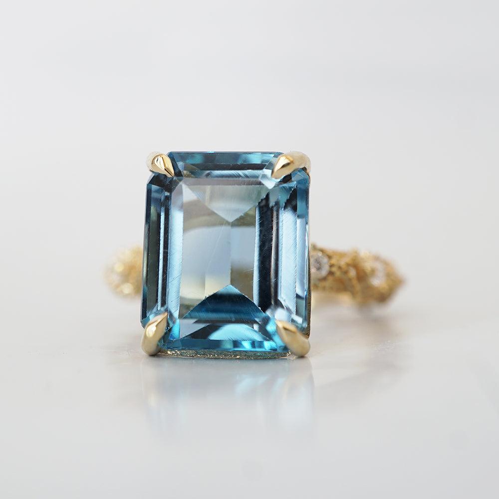 London Blue Topaz Bond Diamond Ring in 14K and 18K Gold - Tippy Taste Jewelry