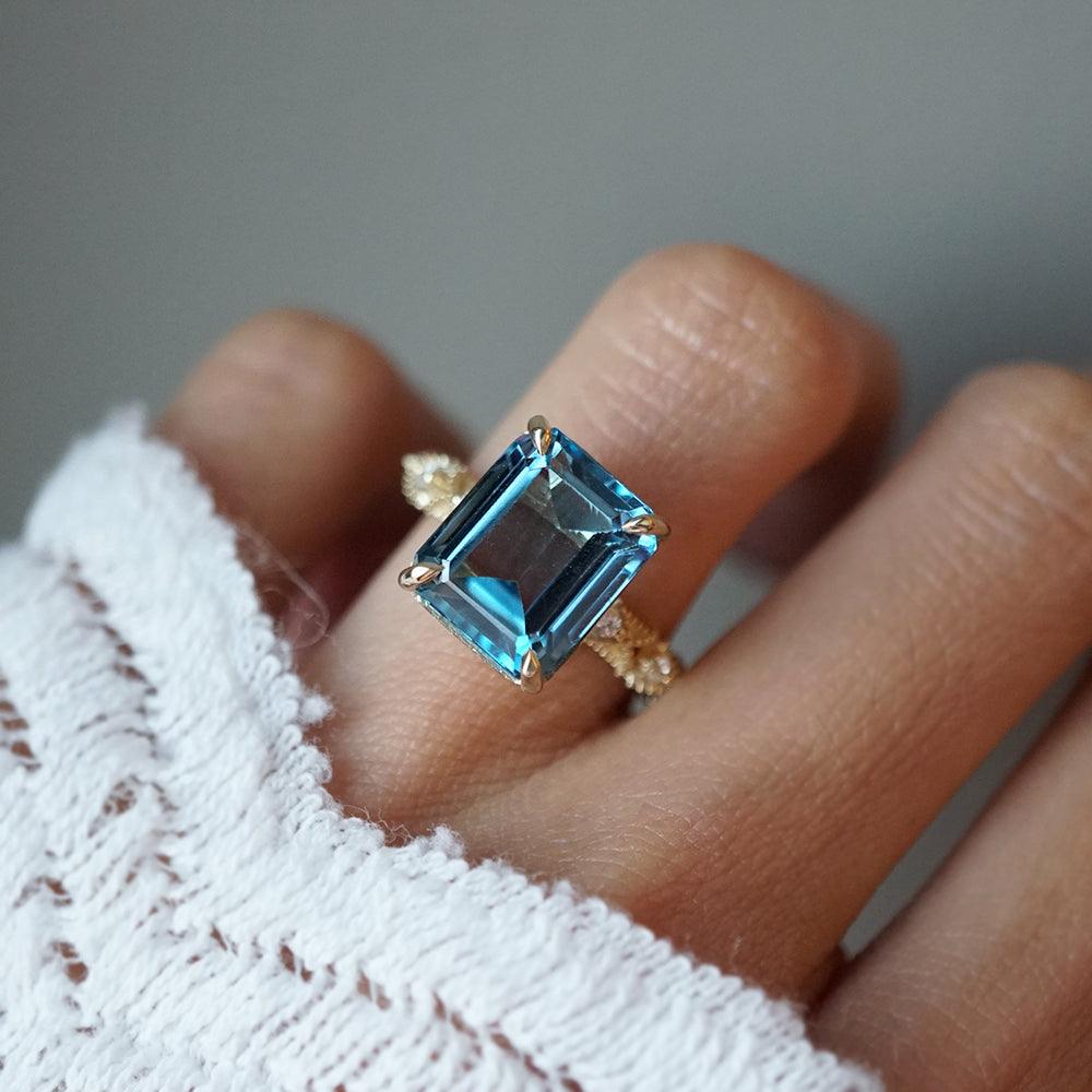 London Blue Topaz Bond Diamond Ring in 14K and 18K Gold - Tippy Taste Jewelry