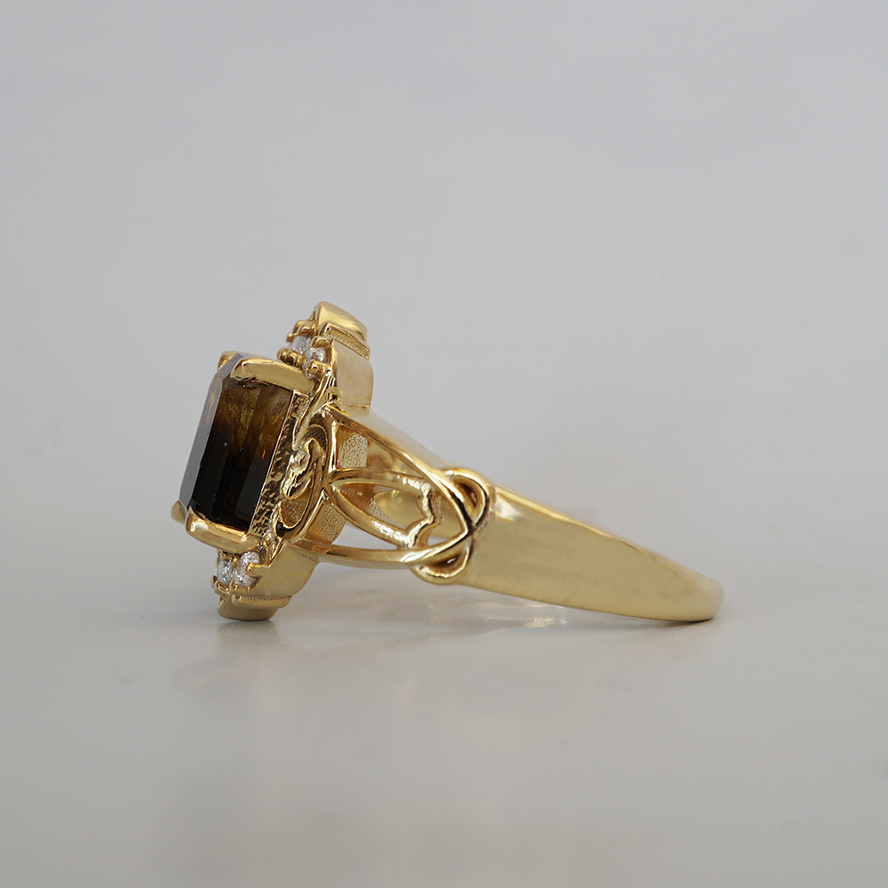 Limited Edition: Golden Eclipse Tourmaline Diamond Ring in 14K and 18K Gold