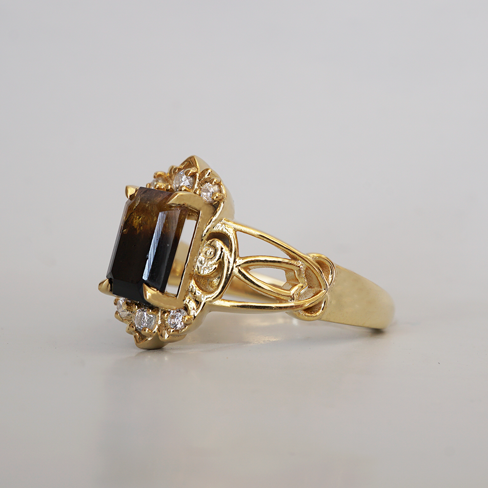 Limited Edition: Golden Eclipse Tourmaline Diamond Ring in 14K and 18K Gold