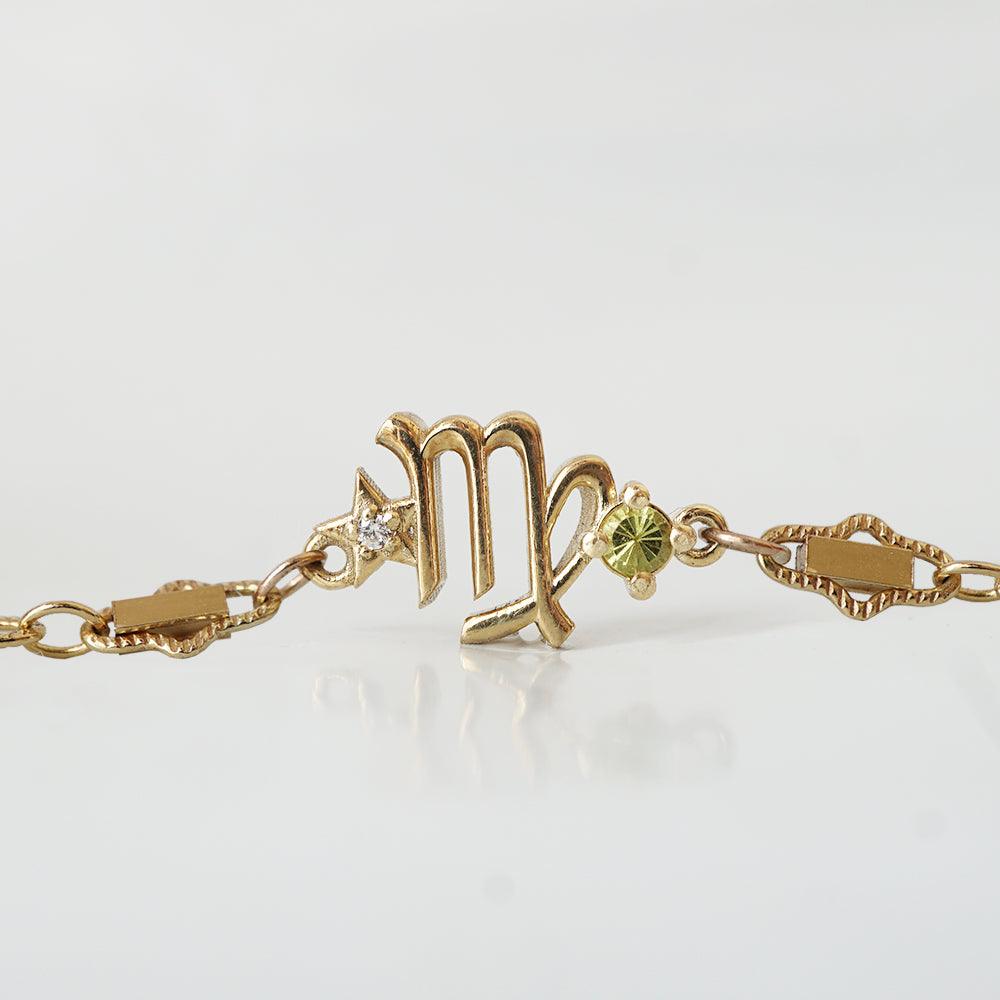 14K Virgo Horoscope Birthstone Bracelet (Sapphire + Peridot) - Tippy Taste Jewelry