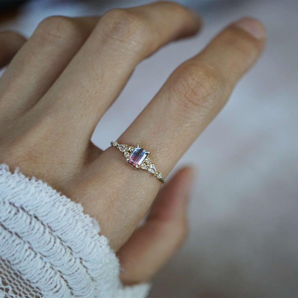 One Of A Kind: Cotton Candy Tourmaline Diamond Ring