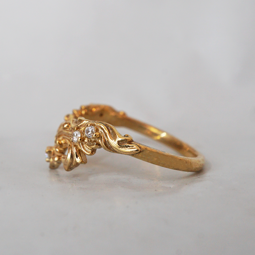 Achilles Wing Diamond Ring Band in 14K and 18K Gold