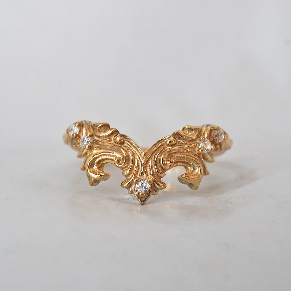 Achilles Wing Diamond Ring Band in 14K and 18K Gold