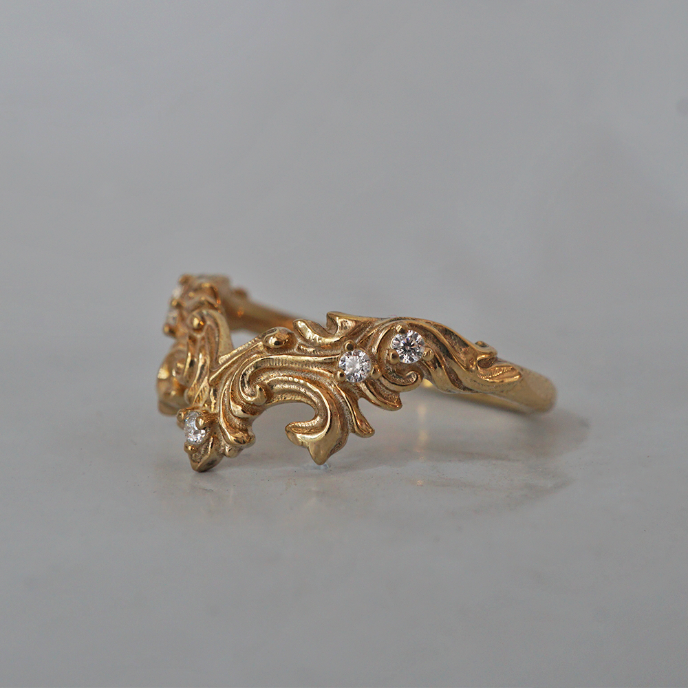 Achilles Wing Diamond Ring Band in 14K and 18K Gold