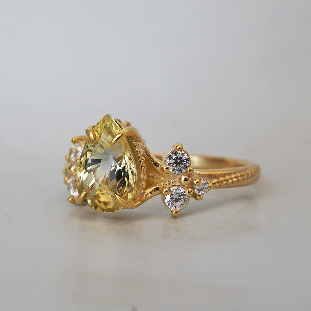 One Of A Kind: Bi-Color Sapphire Golden Dawn Ring in 14K and 18K Gold