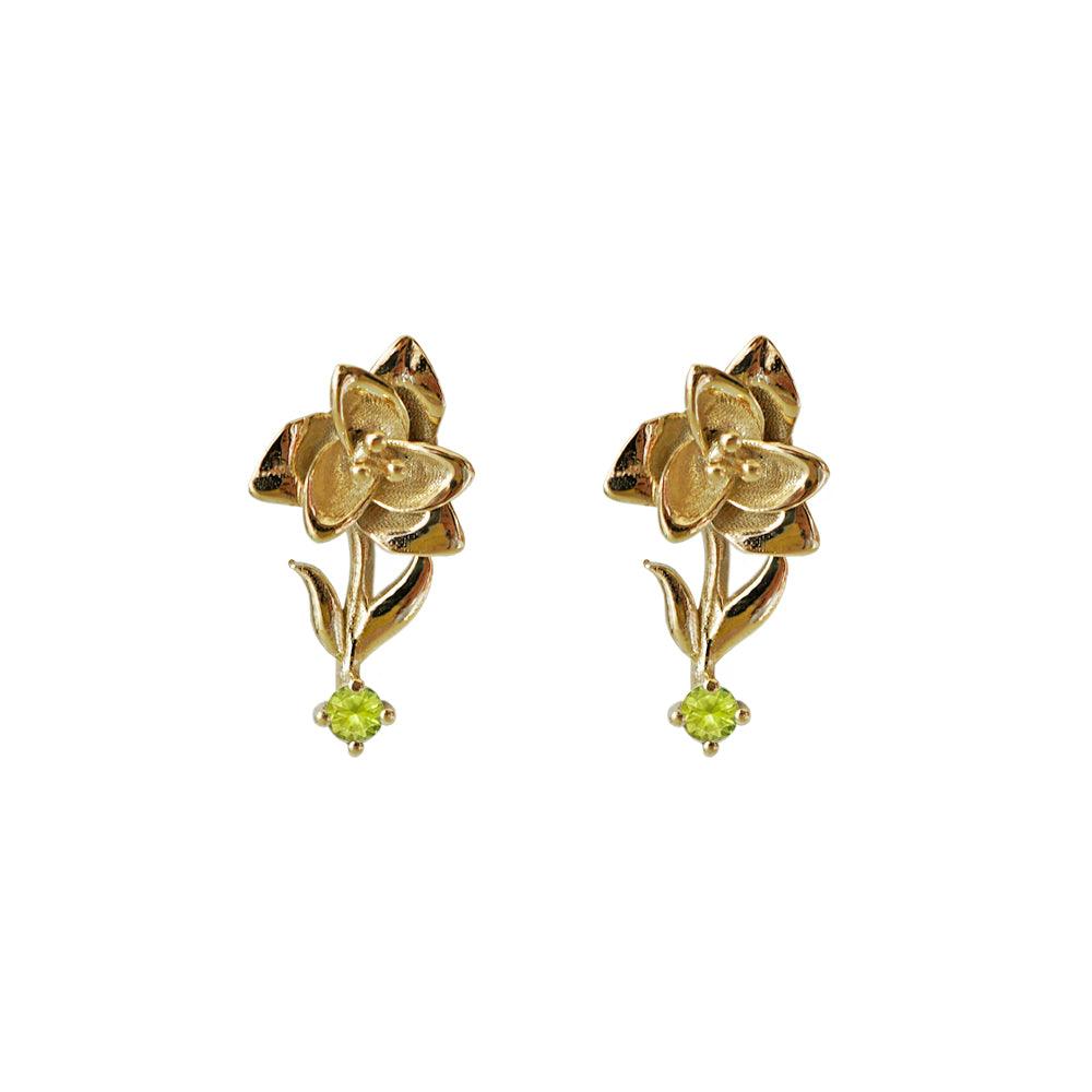 14K August Gladiolus Birth Flower Earrings - Tippy Taste Jewelry