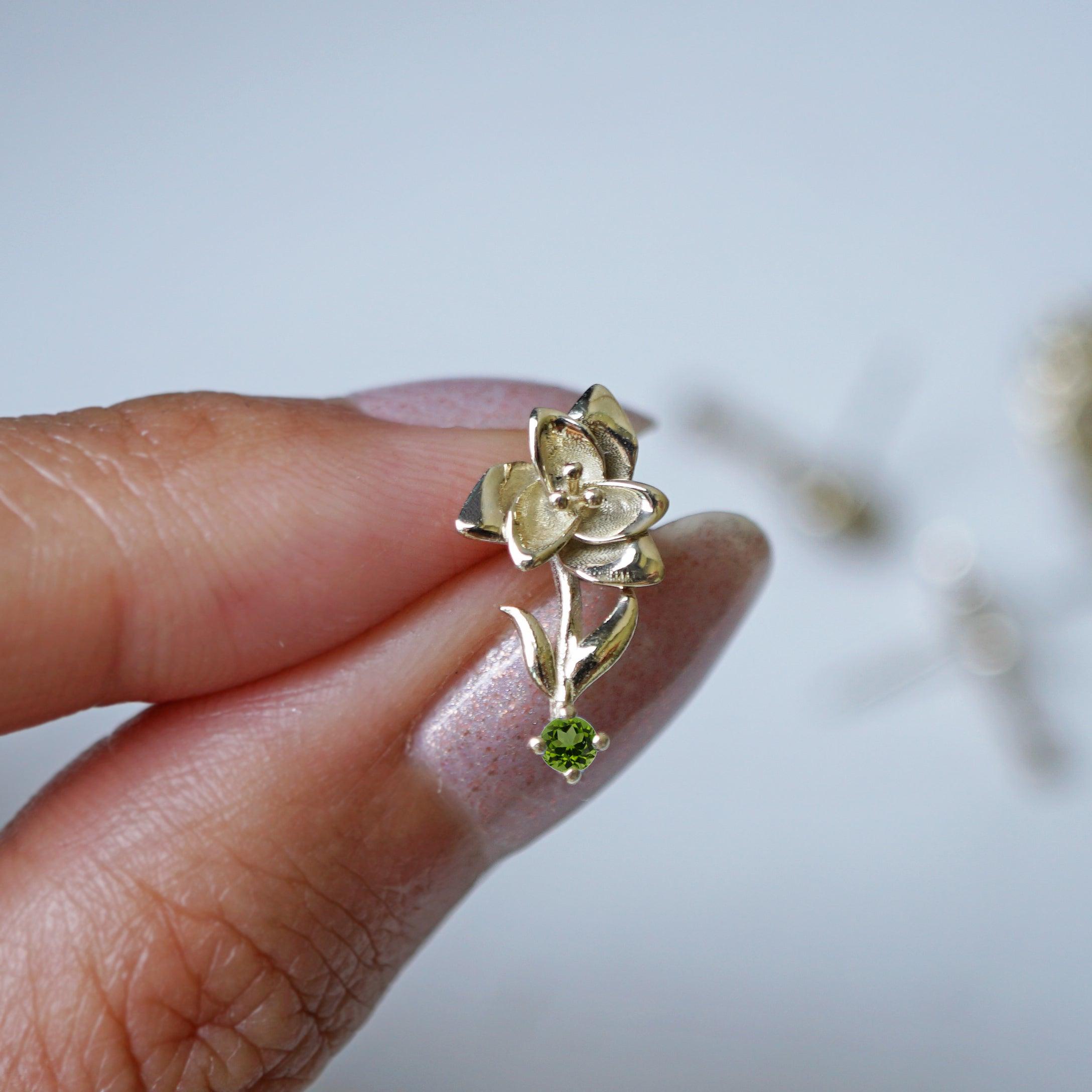 14K August Gladiolus Birth Flower Earrings - Tippy Taste Jewelry