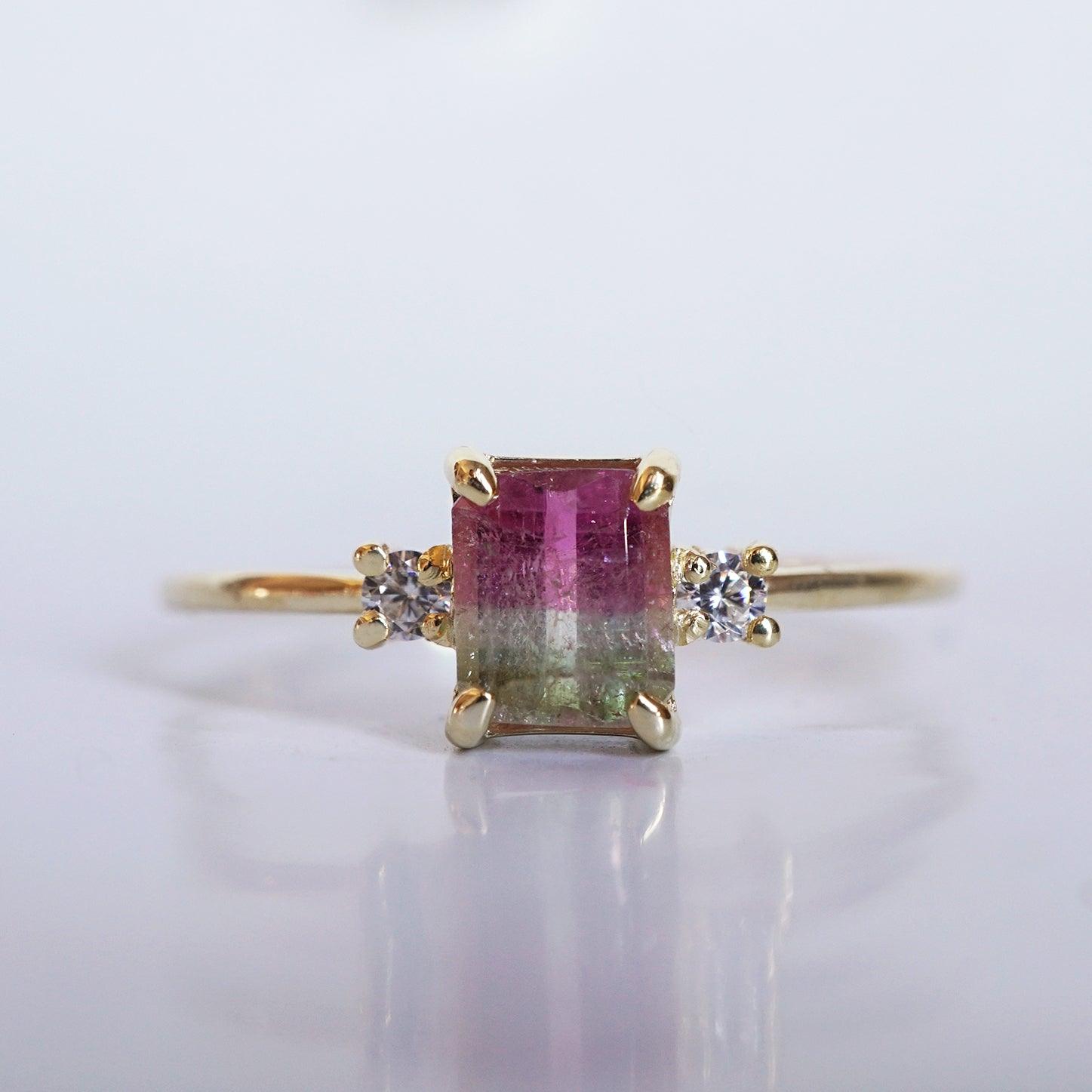 Limited Edition: Cinderella Watermelon Tourmaline Diamond Ring - Tippy Taste Jewelry