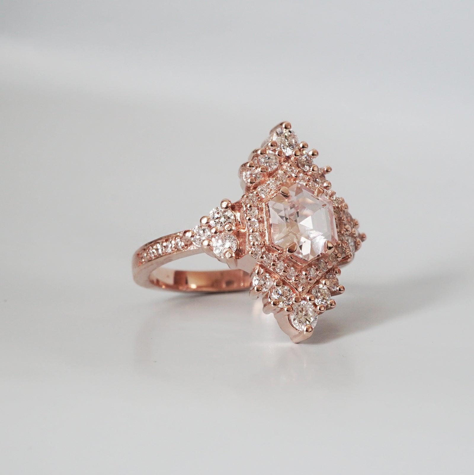 Chandelier Morganite Diamond Ring - Tippy Taste Jewelry