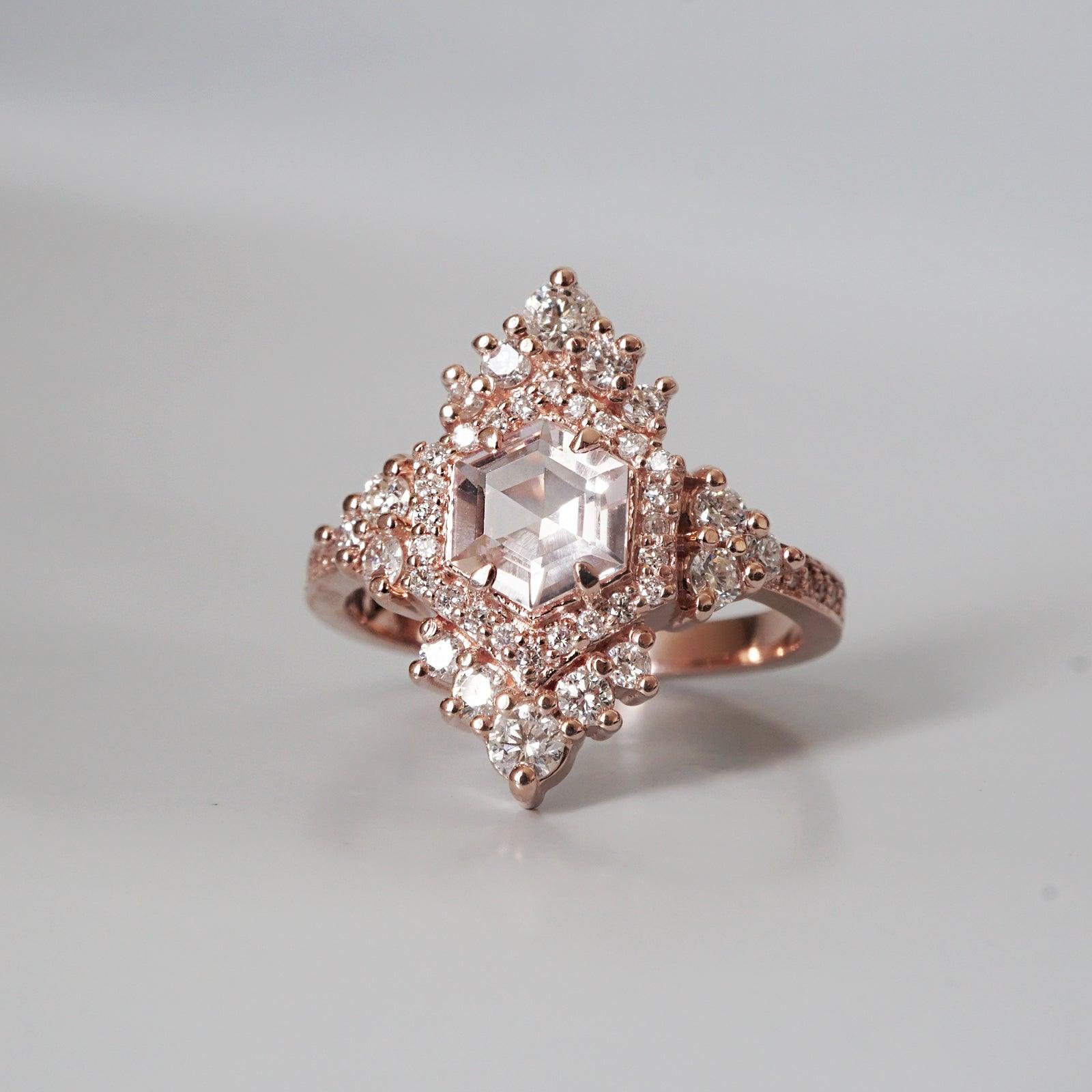 Chandelier Morganite Diamond Ring - Tippy Taste Jewelry