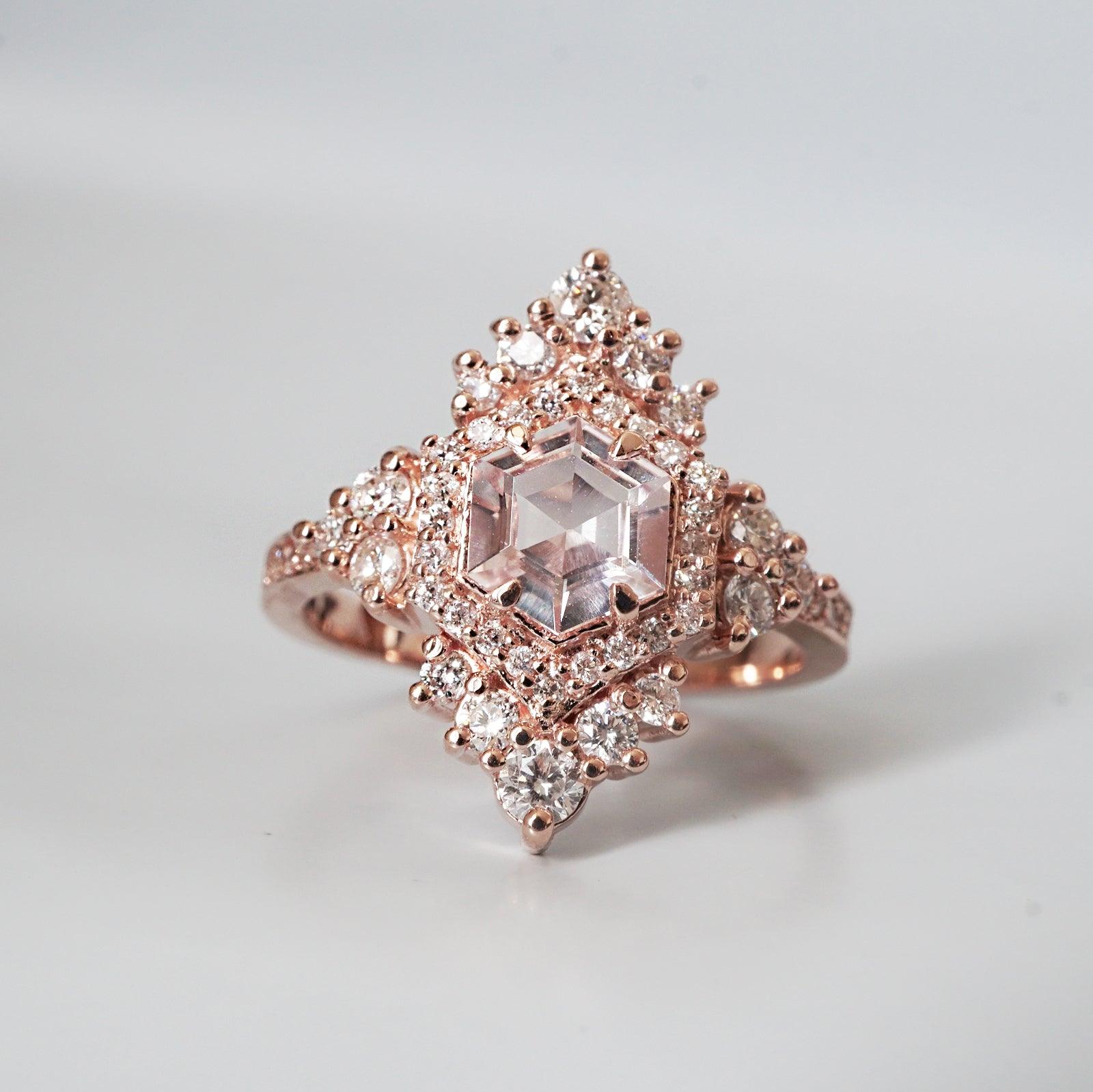 Chandelier Morganite Diamond Ring - Tippy Taste Jewelry