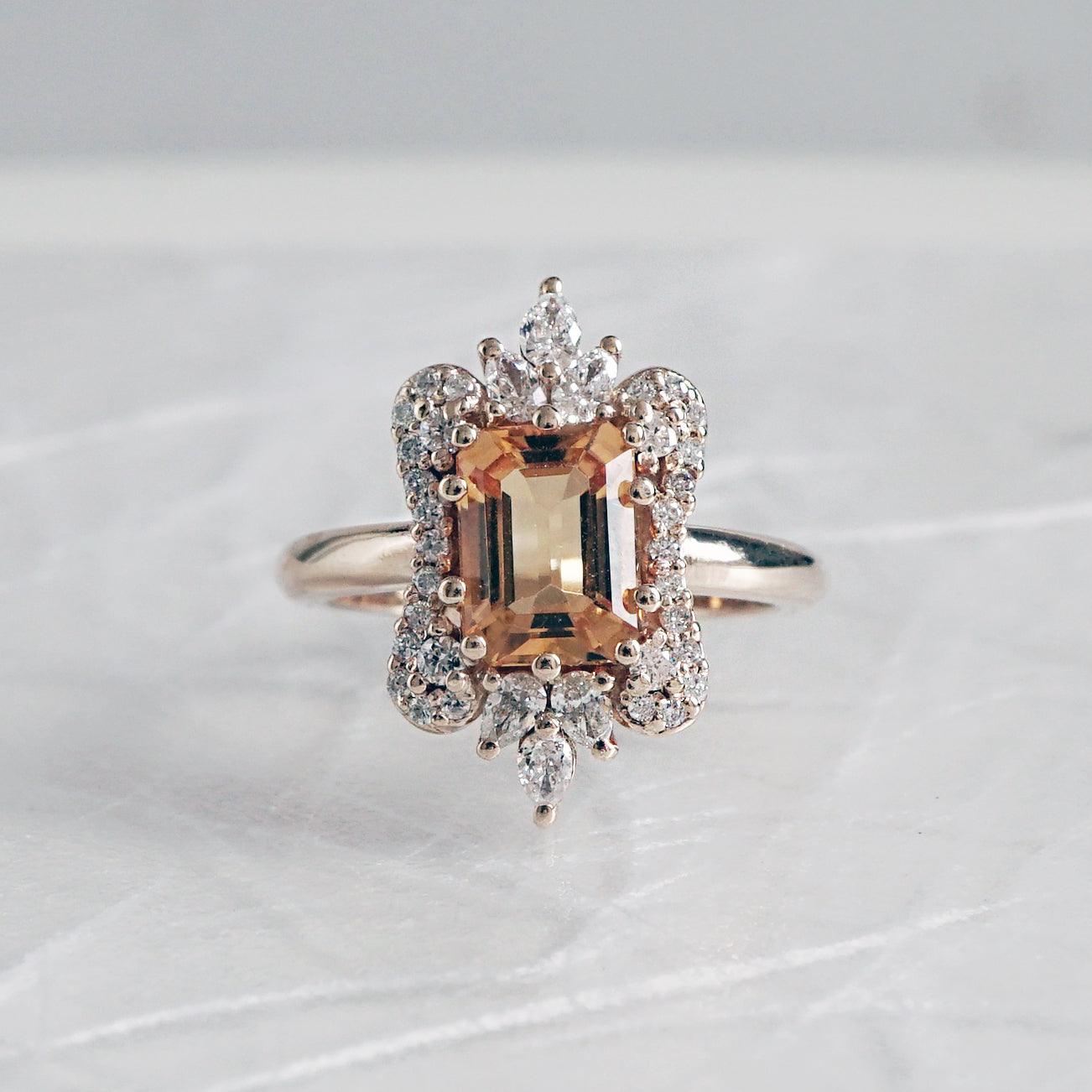 Eleanor Diamond Ring (Citrine/Morganite) - Tippy Taste Jewelry